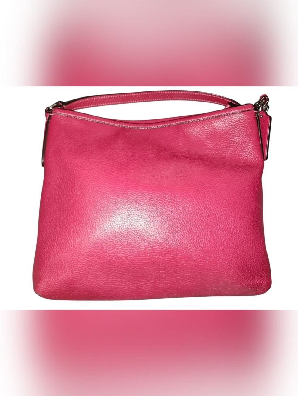 Coach EUC Pebbled Leather File Crossbody Bag Vibrant Fuchsia/Raspberry Pink - Picture 3 of 7